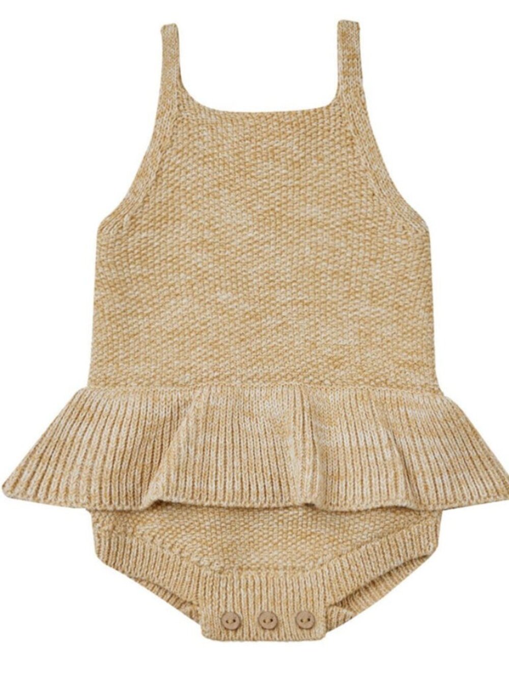 QUINCY MAE NWT 12-18m Heathered Honey Knit Ruffle Romper